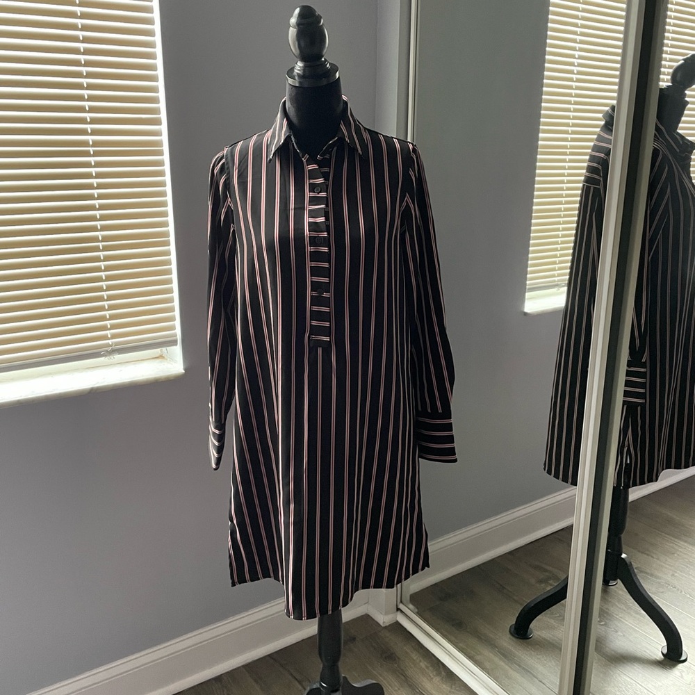 Max Studio Black Shirt with Red and White Stripes